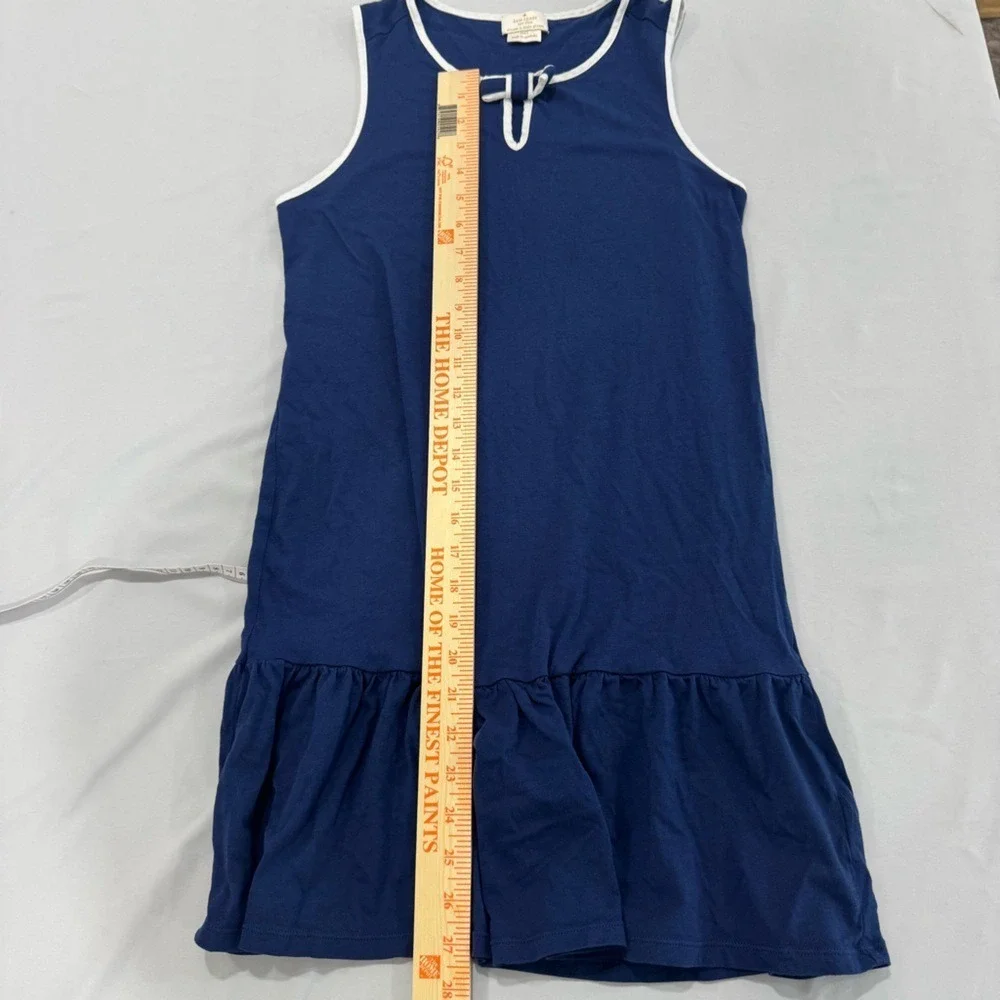 Kate Spade Navy Blue Sleeveless Bow‎ Keyhole Ruffle Hem Shift Dress Small